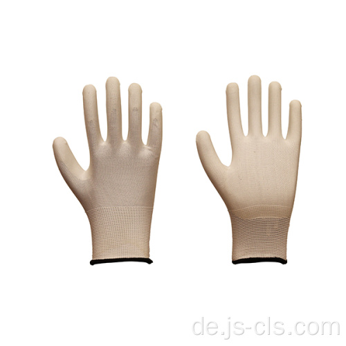 PU -Serie weiße Polyester ausgekleidete Palmenpal Handschuhe